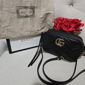 GG Marmont Mini Matelassé Shoulder Bag Cross Body AUTH with Receipt from Gucci